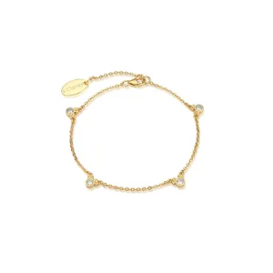 Disney Gold Plated Sterling Silver Mickey Mouse Repeat CZ 19cm Bracelet