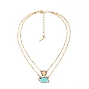 Double Chain Personality Irregular Pendant Necklace Women Fashion Jewelry