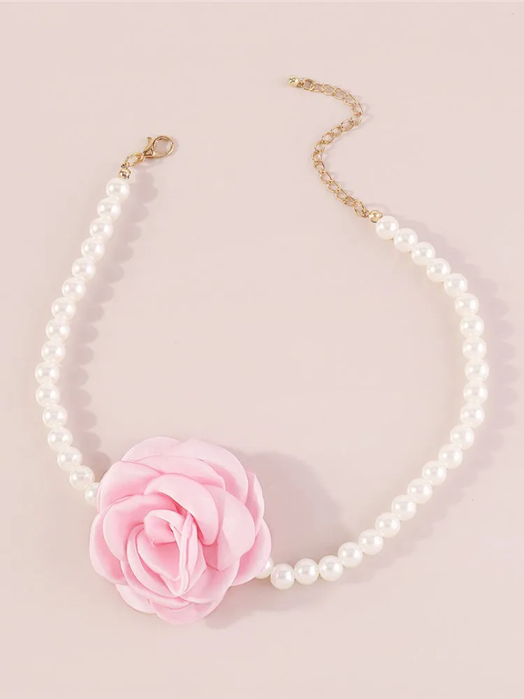 Double Colors Rose Flower Necklace