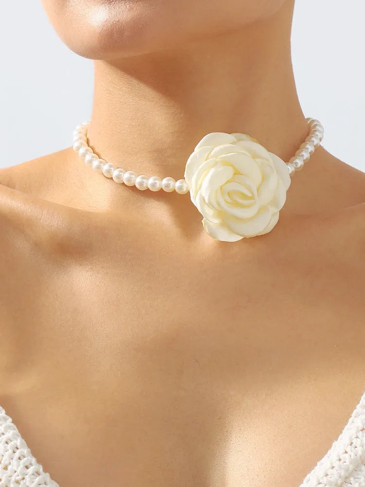 Double Colors Rose Flower Necklace