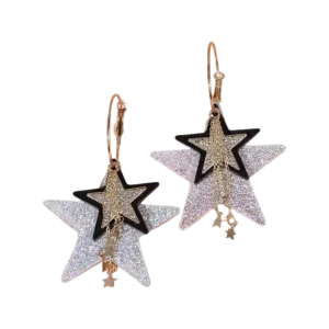 Earrings - Multi glitter star drops