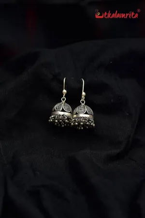 Floral Short Silver Filigree Jhumkas (Danglers)