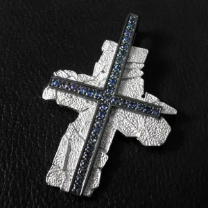 Frosted Cross Sterling Silver Pendant