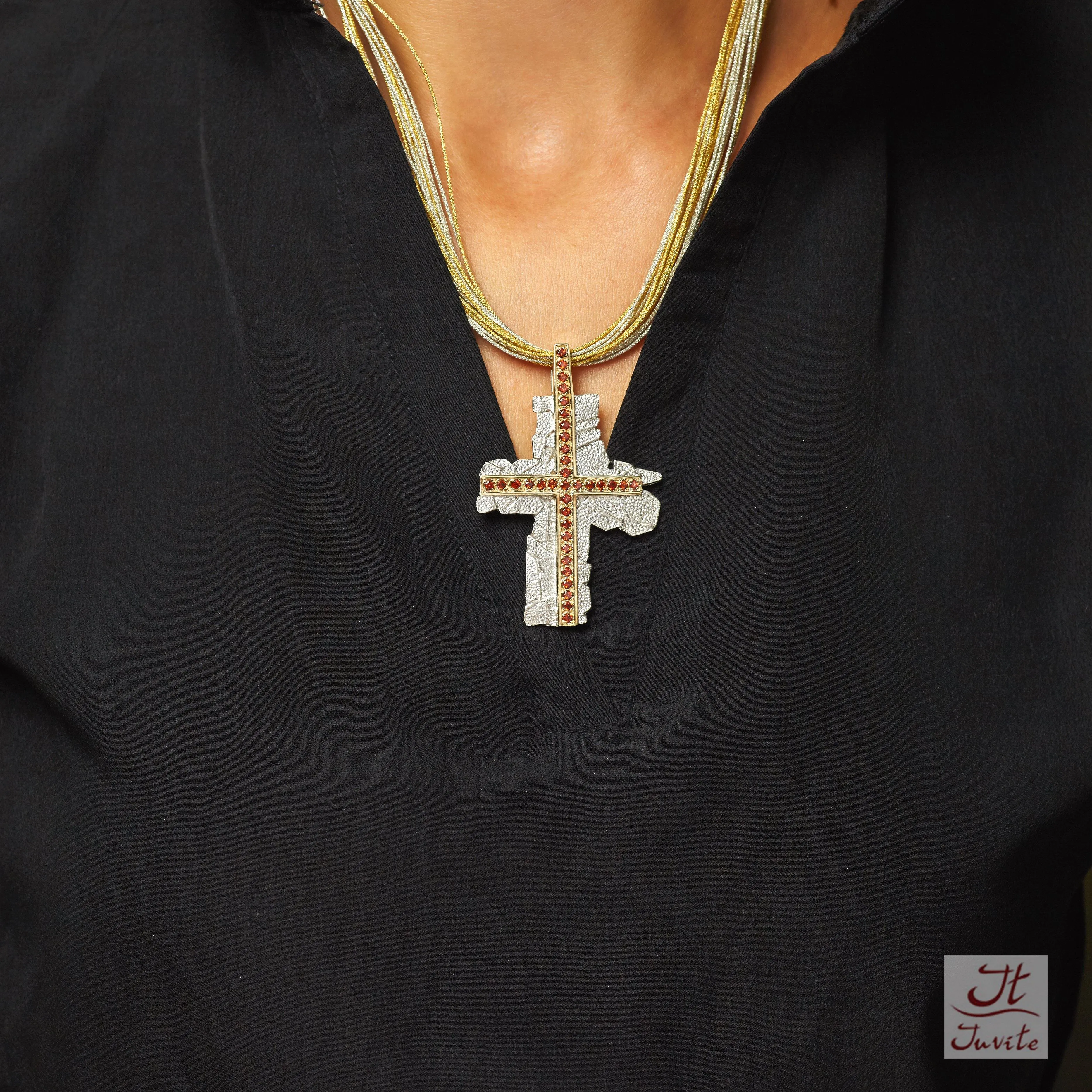 Frosted Cross Sterling Silver Pendant