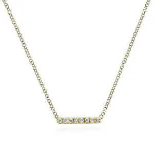 Gabriel & Co. Petite Pavé Diamond Bar Necklace in 14K Yellow Gold