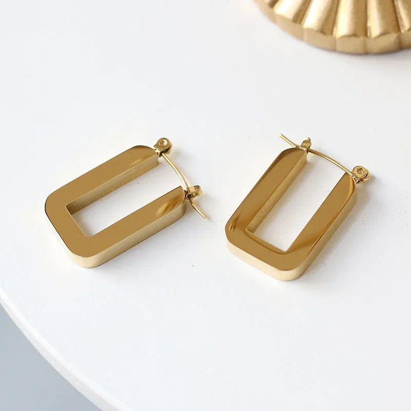 Geometric Gold Square Hoop Earrings jlt11680