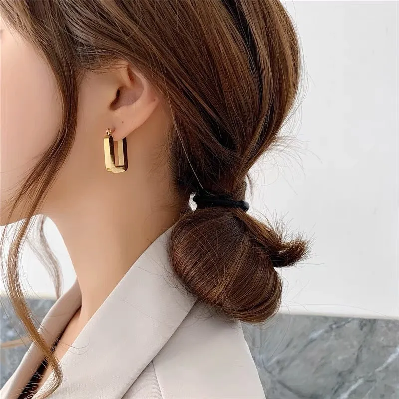 Geometric Gold Square Hoop Earrings jlt11680