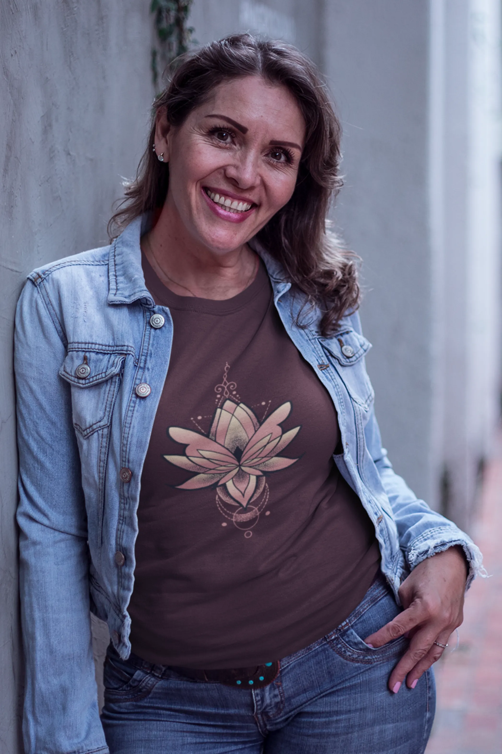 Geometric Lotus Printed T-shirt for women