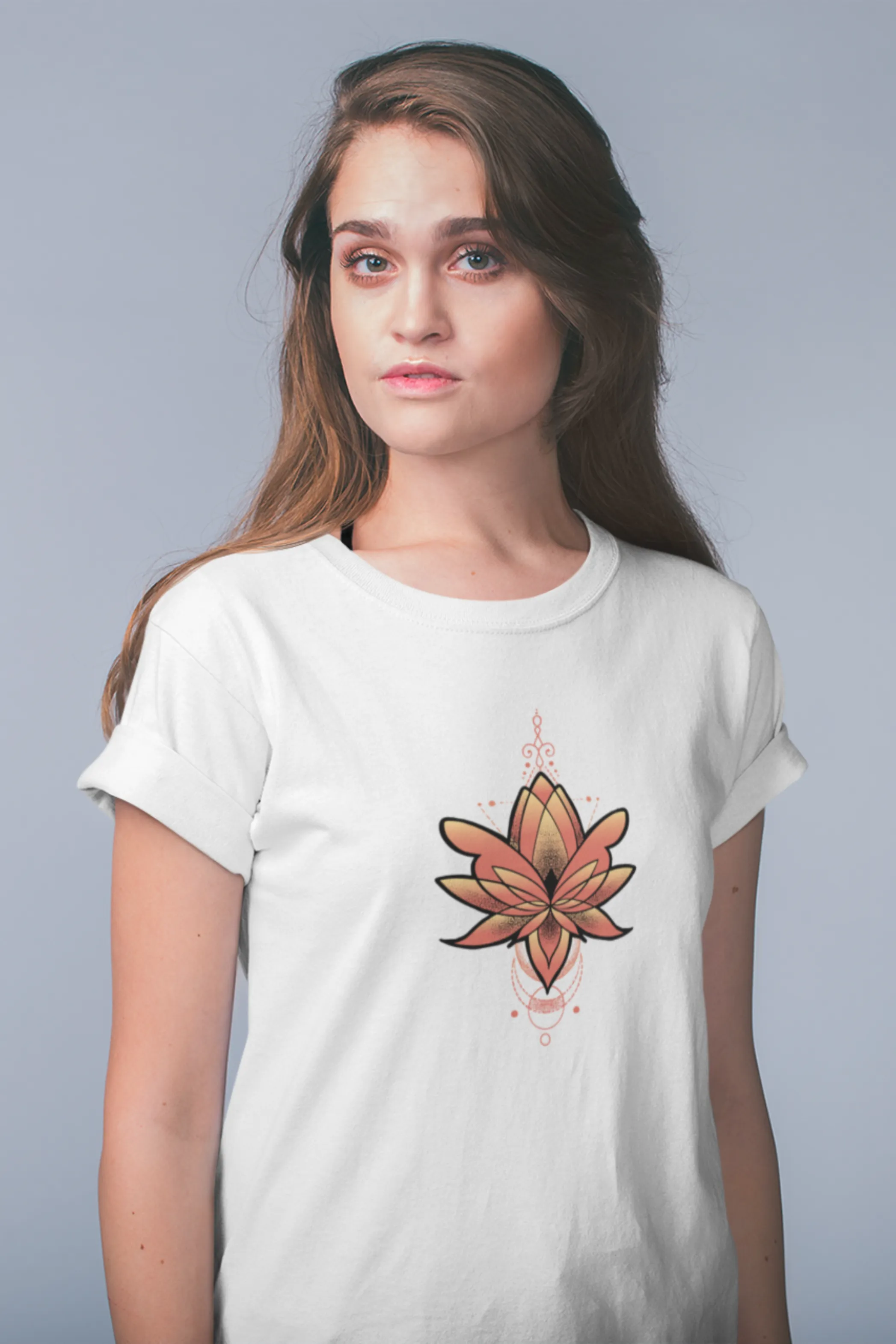 Geometric Lotus Printed T-shirt for women