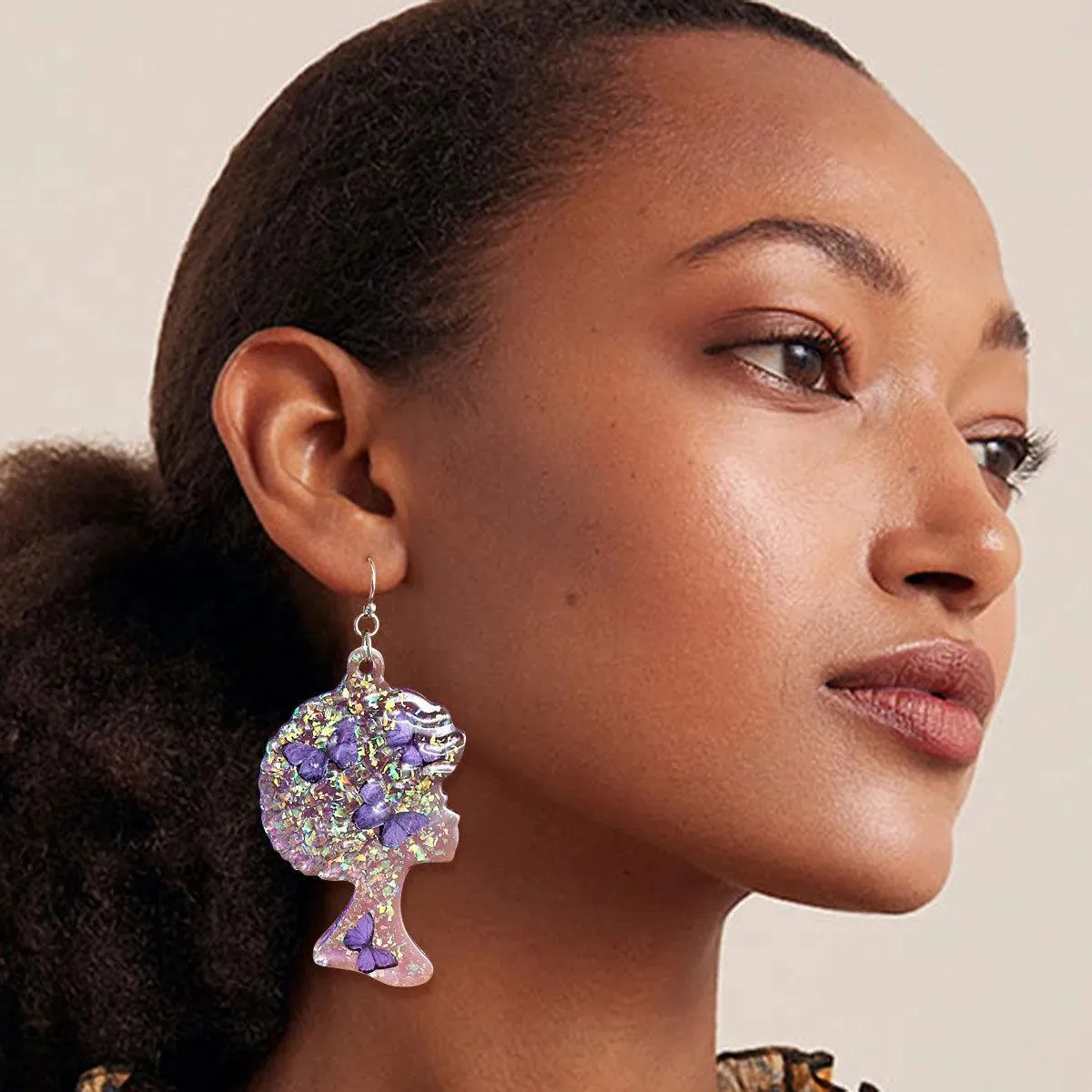 Get Your Purple Afro Butterfly Earrings Here - Perfect Accessory!