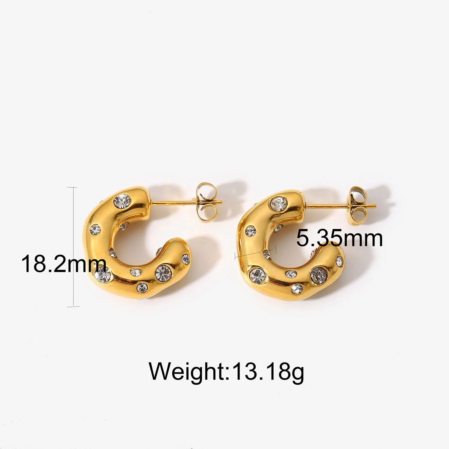 Gold Crystal-Studded Hoop Earrings  jlt11840