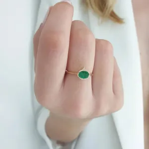 Gold Emerald Ring With Diamond