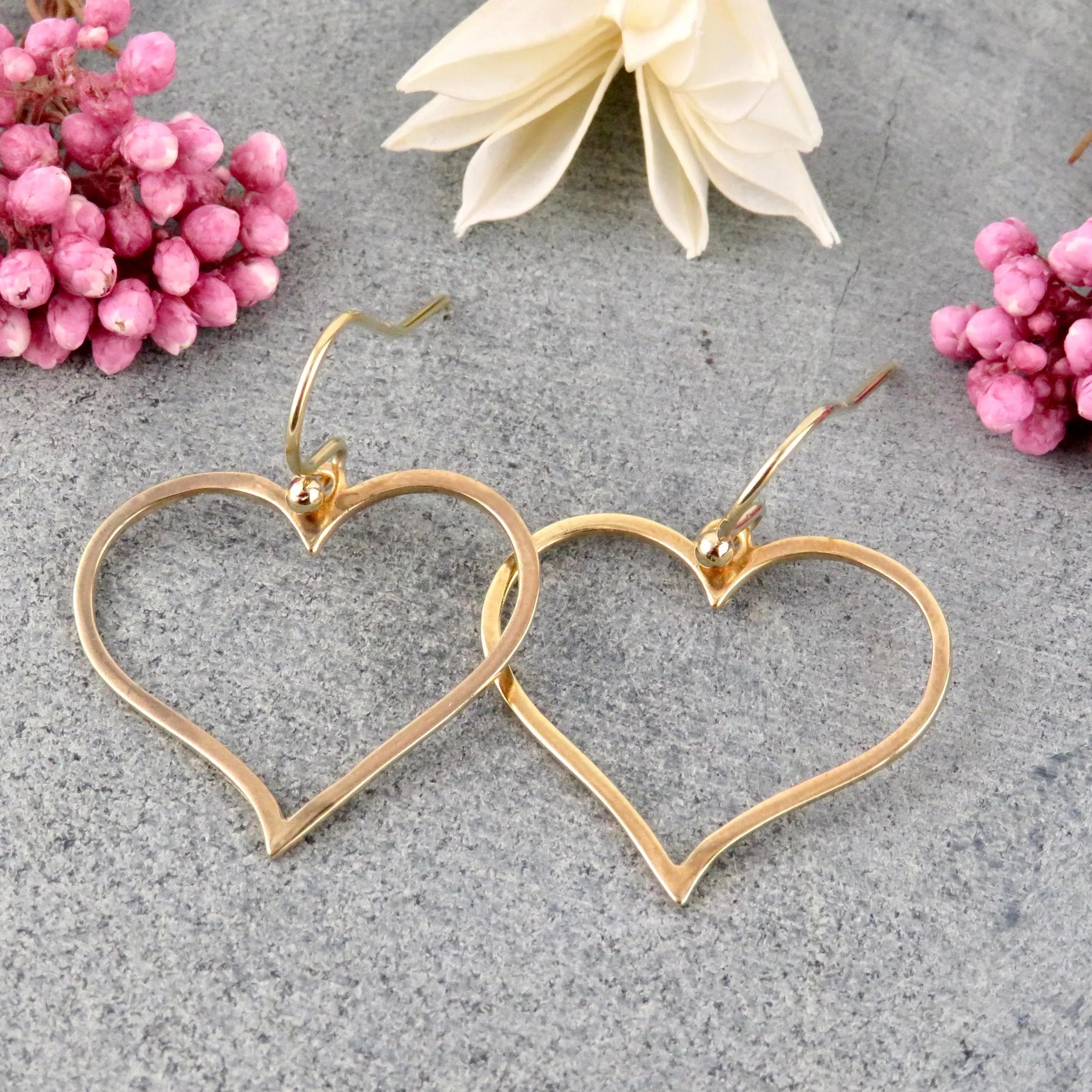 Gold Open Heart Earrings