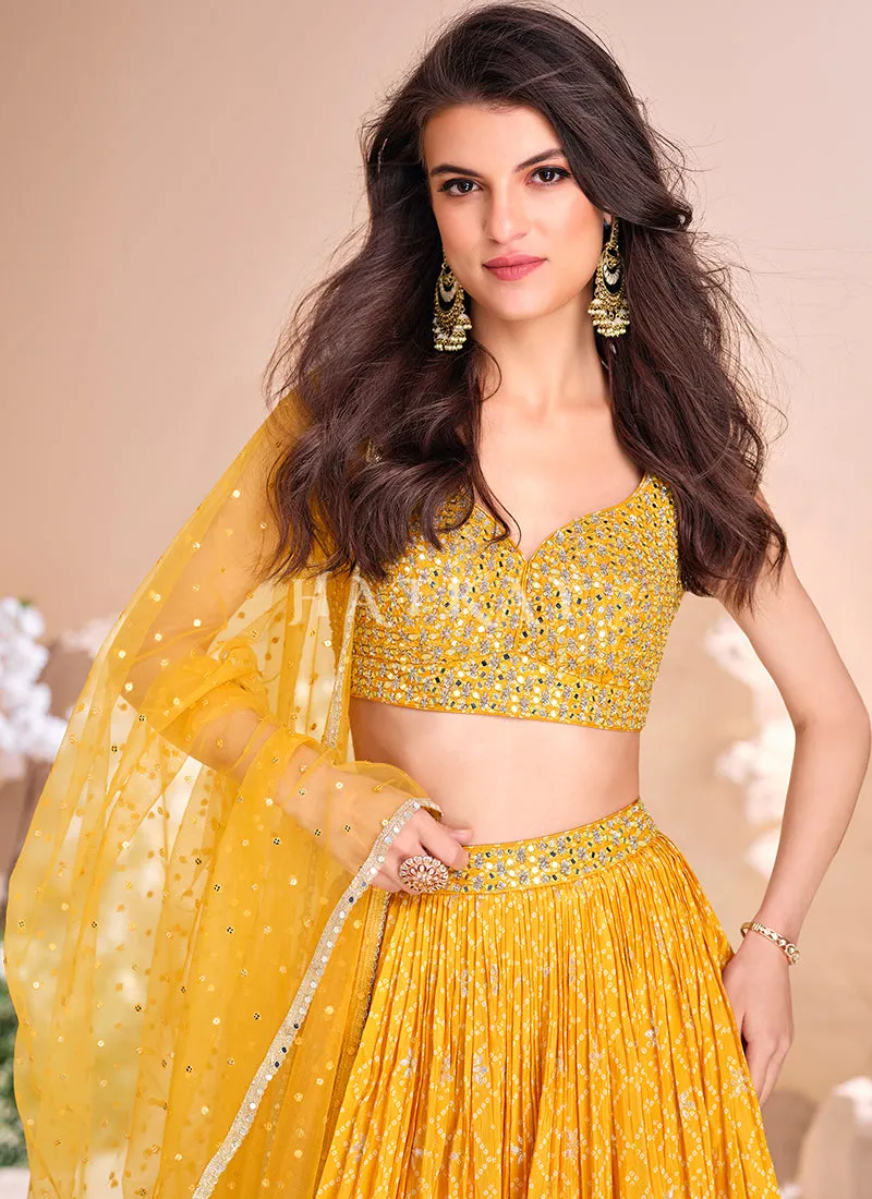 Golden Yellow Embroidered Lehenga Choli