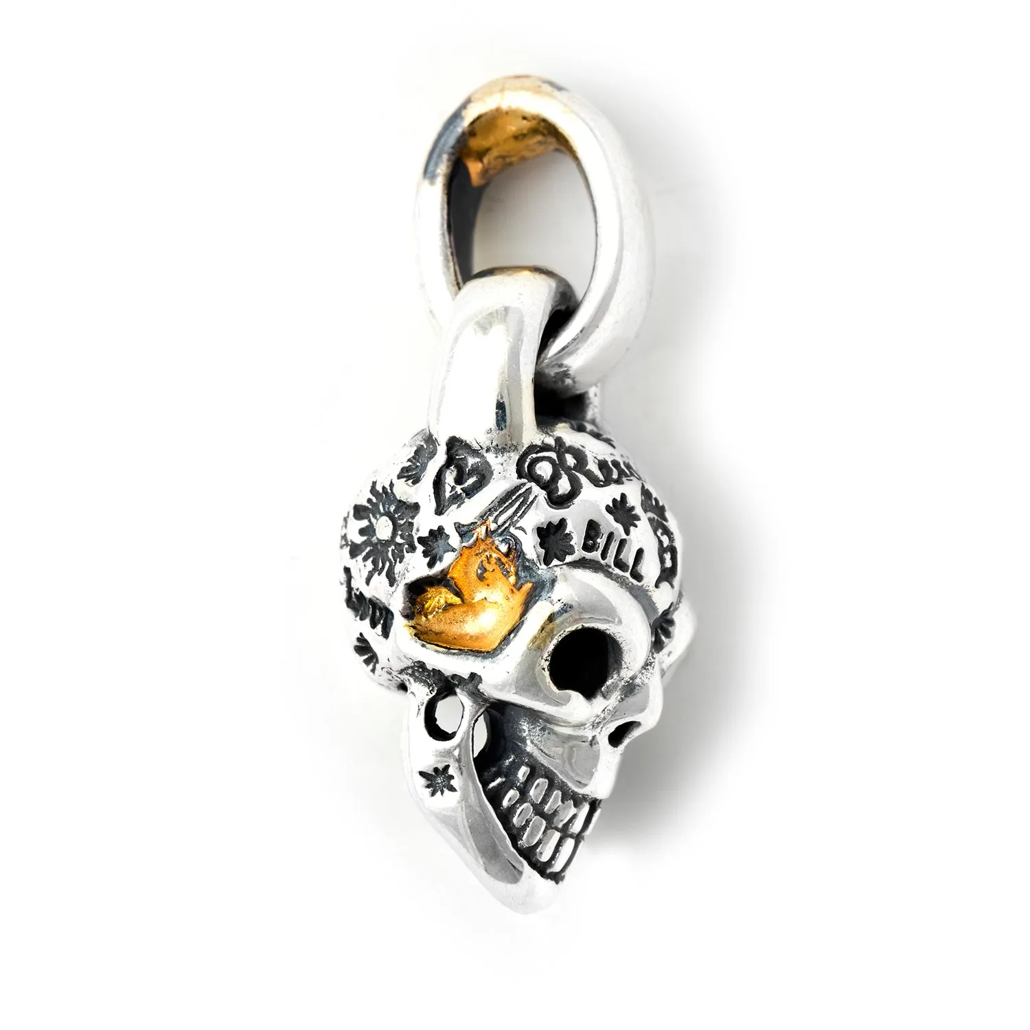 Graffiti Skull with Gold Overlay Pendant