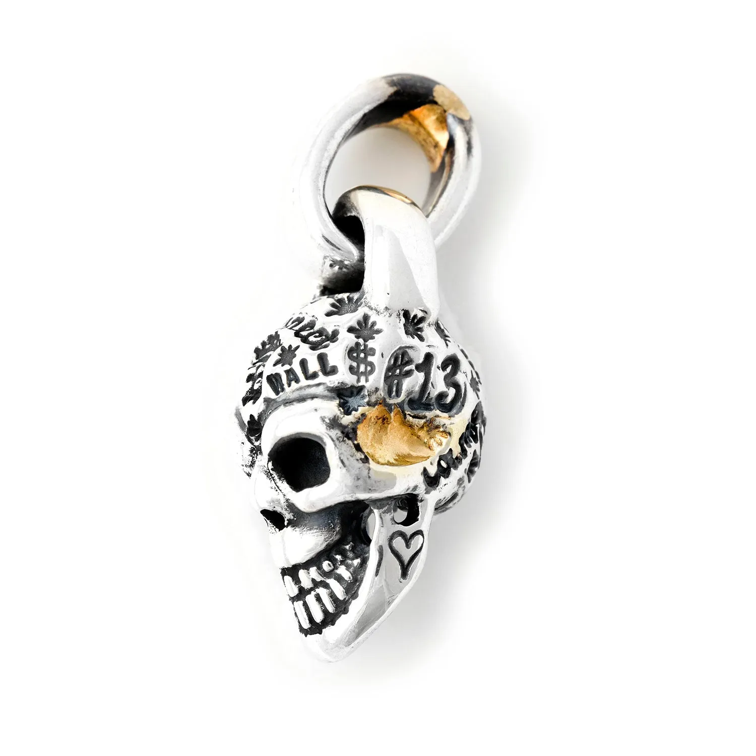 Graffiti Skull with Gold Overlay Pendant