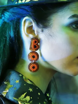 Halloween Sequin BOO Letter Earrings MSE00161