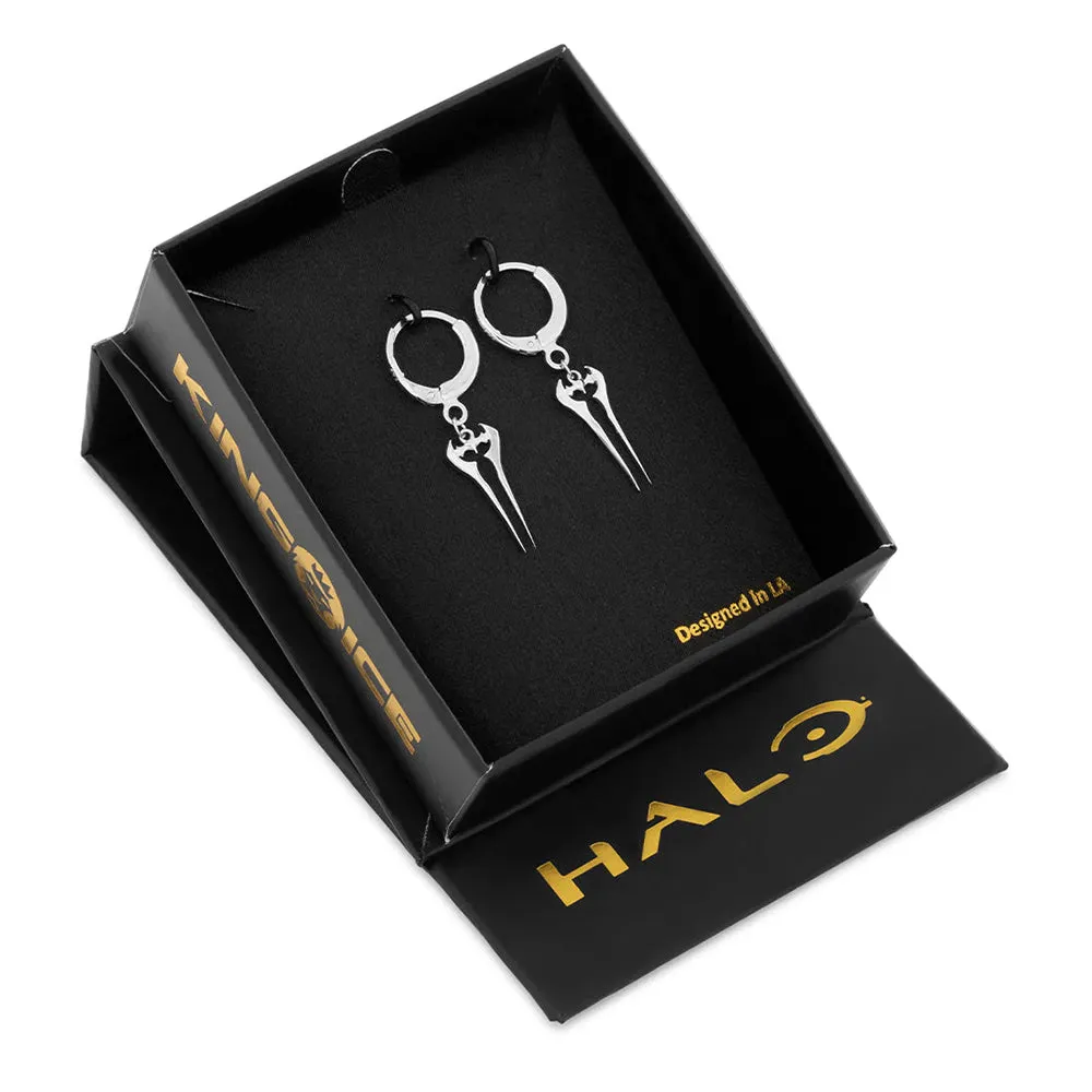 Halo x King Ice - Sterling Silver Energy Sword Hanging Earrings