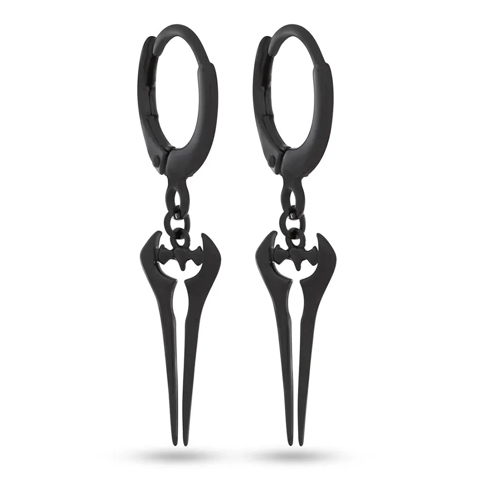 Halo x King Ice - Sterling Silver Energy Sword Hanging Earrings