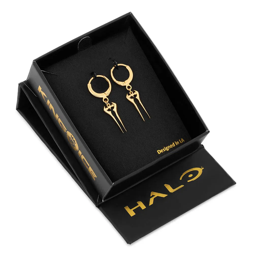 Halo x King Ice - Sterling Silver Energy Sword Hanging Earrings