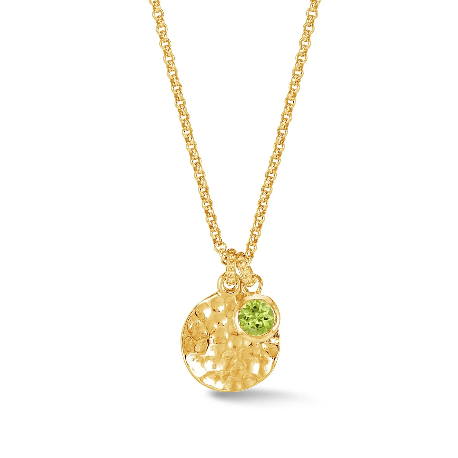 Hammered Disc & 5mm Peridot Array Pendant