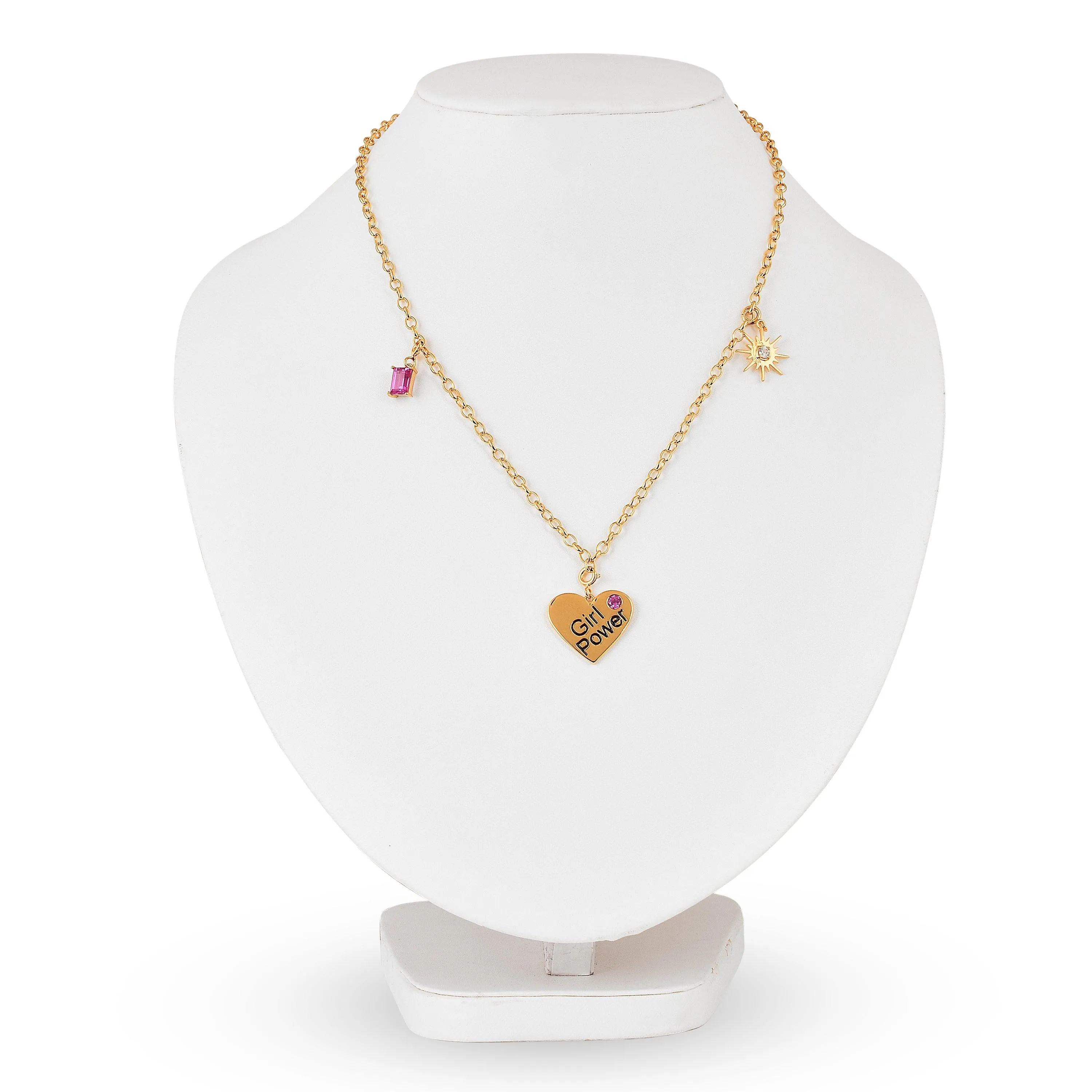 Heart Charm Necklace 18K Gold Over Silver