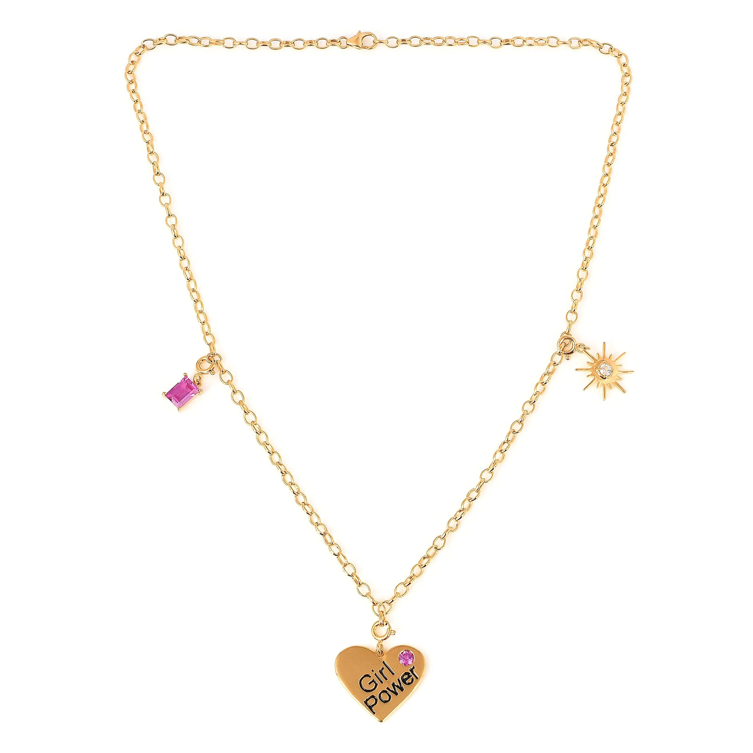 Heart Charm Necklace 18K Gold Over Silver