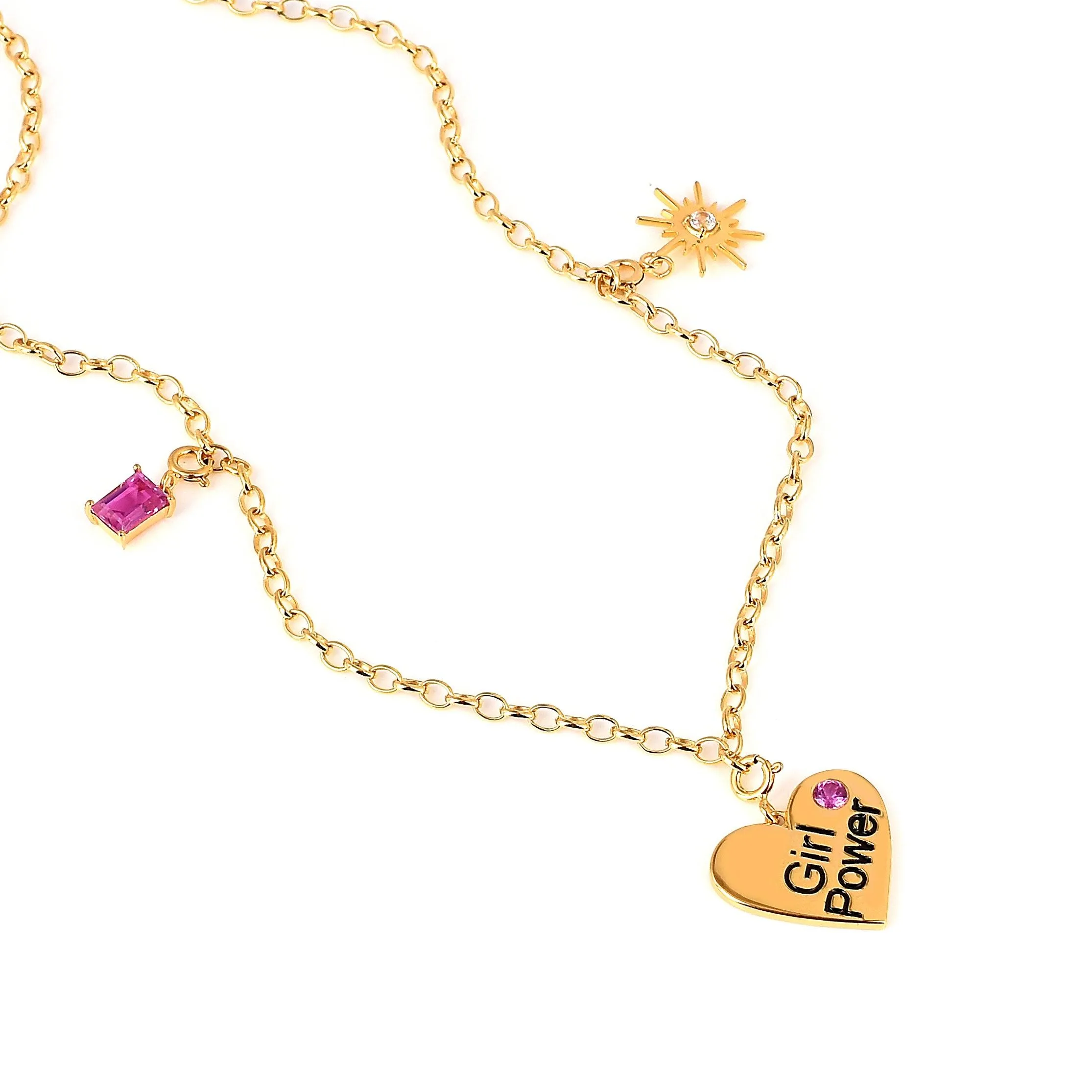 Heart Charm Necklace 18K Gold Over Silver