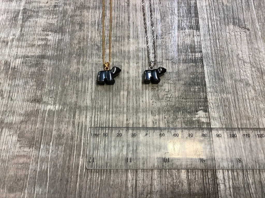 Hematite Bear Necklace