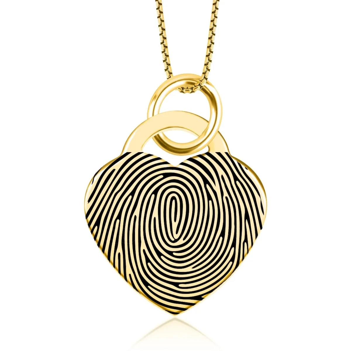 High Polished Stainless Steel Fingerprint Heart Necklace