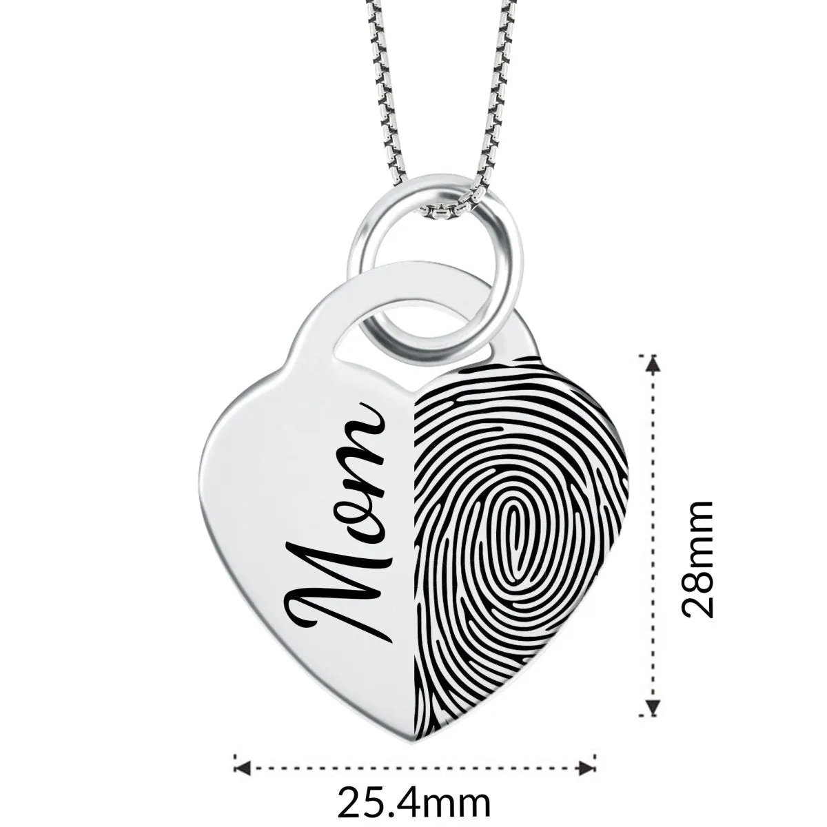 High Polished Stainless Steel Fingerprint Heart Necklace