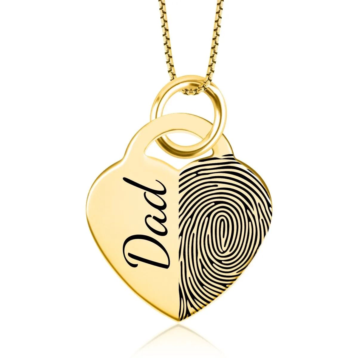 High Polished Stainless Steel Fingerprint Heart Necklace