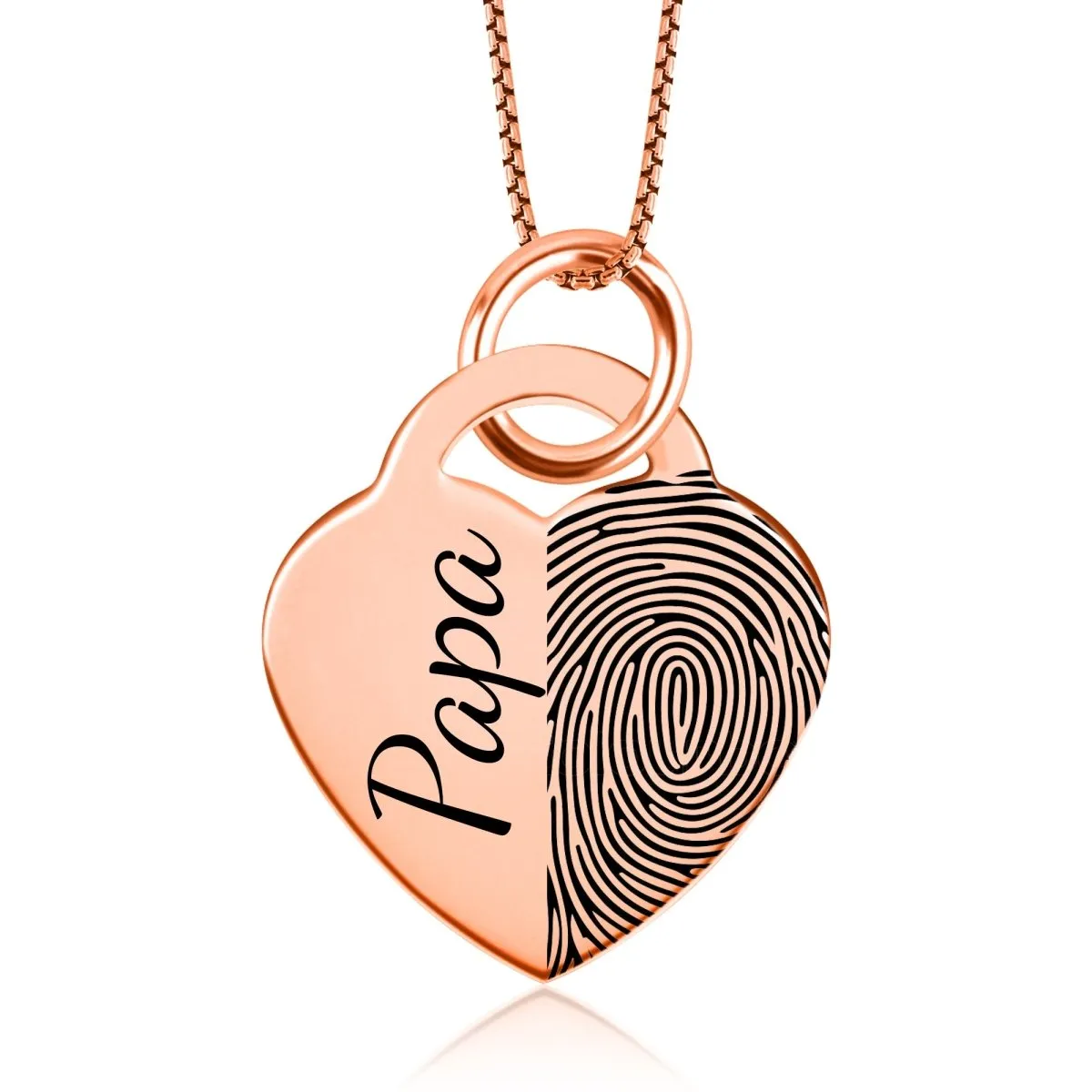 High Polished Stainless Steel Fingerprint Heart Necklace