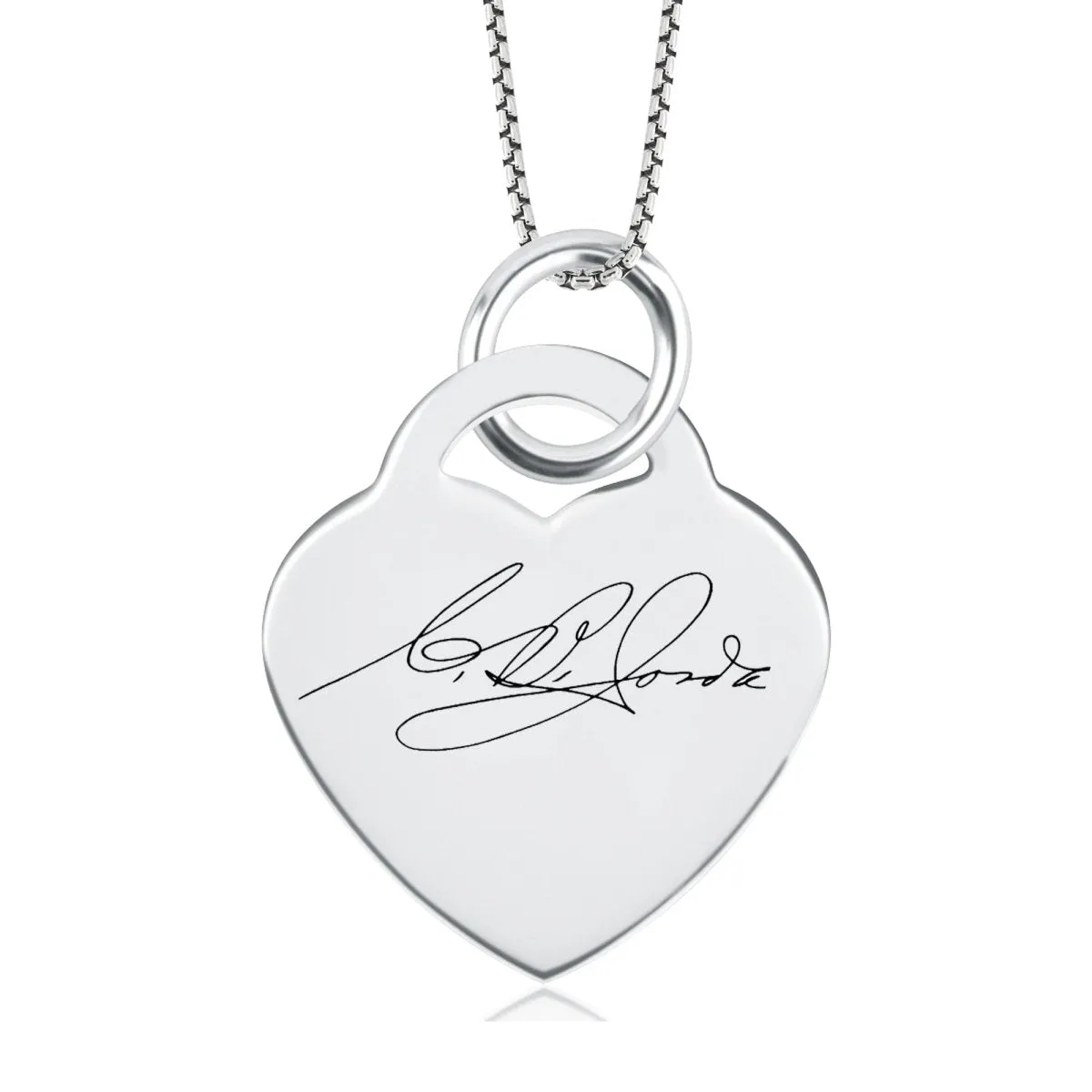 High Polished Stainless Steel Fingerprint Heart Necklace