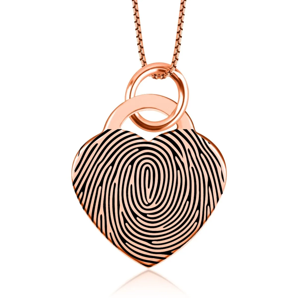 High Polished Stainless Steel Fingerprint Heart Necklace