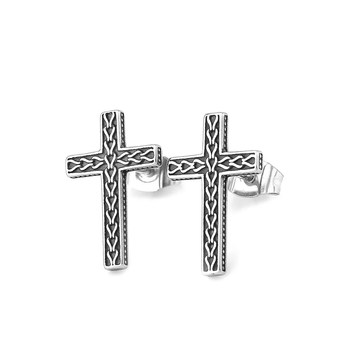 Hip Hop Religious Cross Stud Viking Earrings