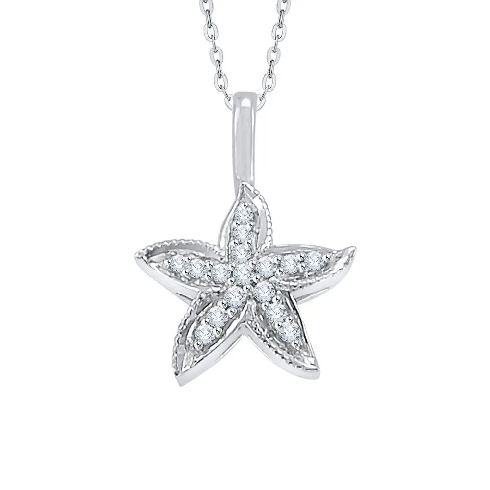 KATARINA Diamond Starfish Pendant Necklace (1/10 cttw)