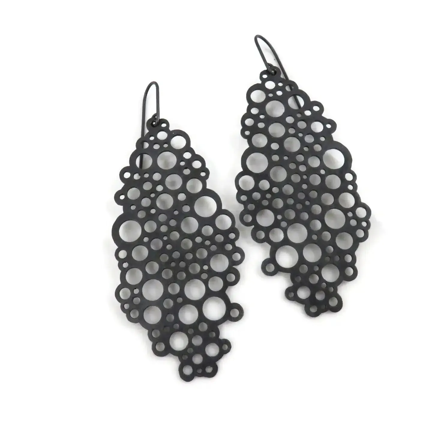 KimyaJoyas Earrings: Large Bubbles Oxidized Silver