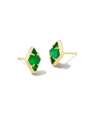 Kinsley Stud Earrings Gold - Kelly Green Illusion