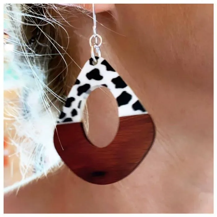 Kite Black & White Wood Earrings