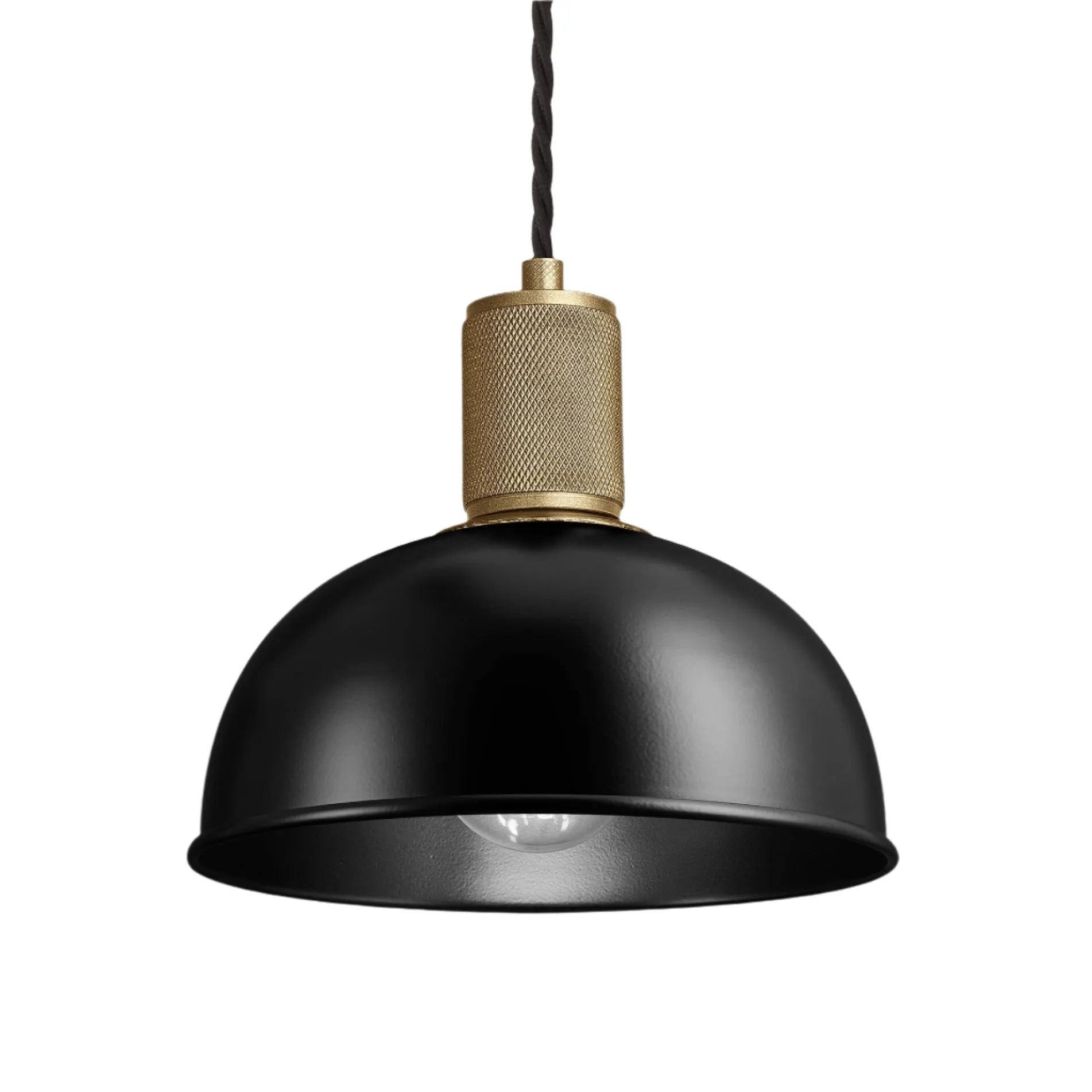 Knurled Dome Pendant Light - 8 Inch - Black