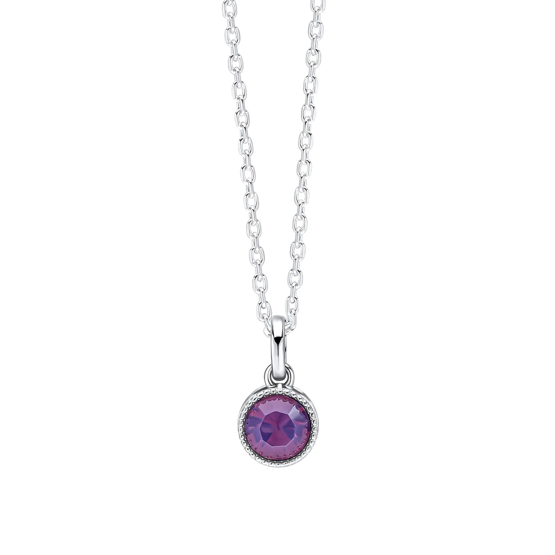 Laura Ashley Stippled Purple Crystal Silver Tone Pendant N4638