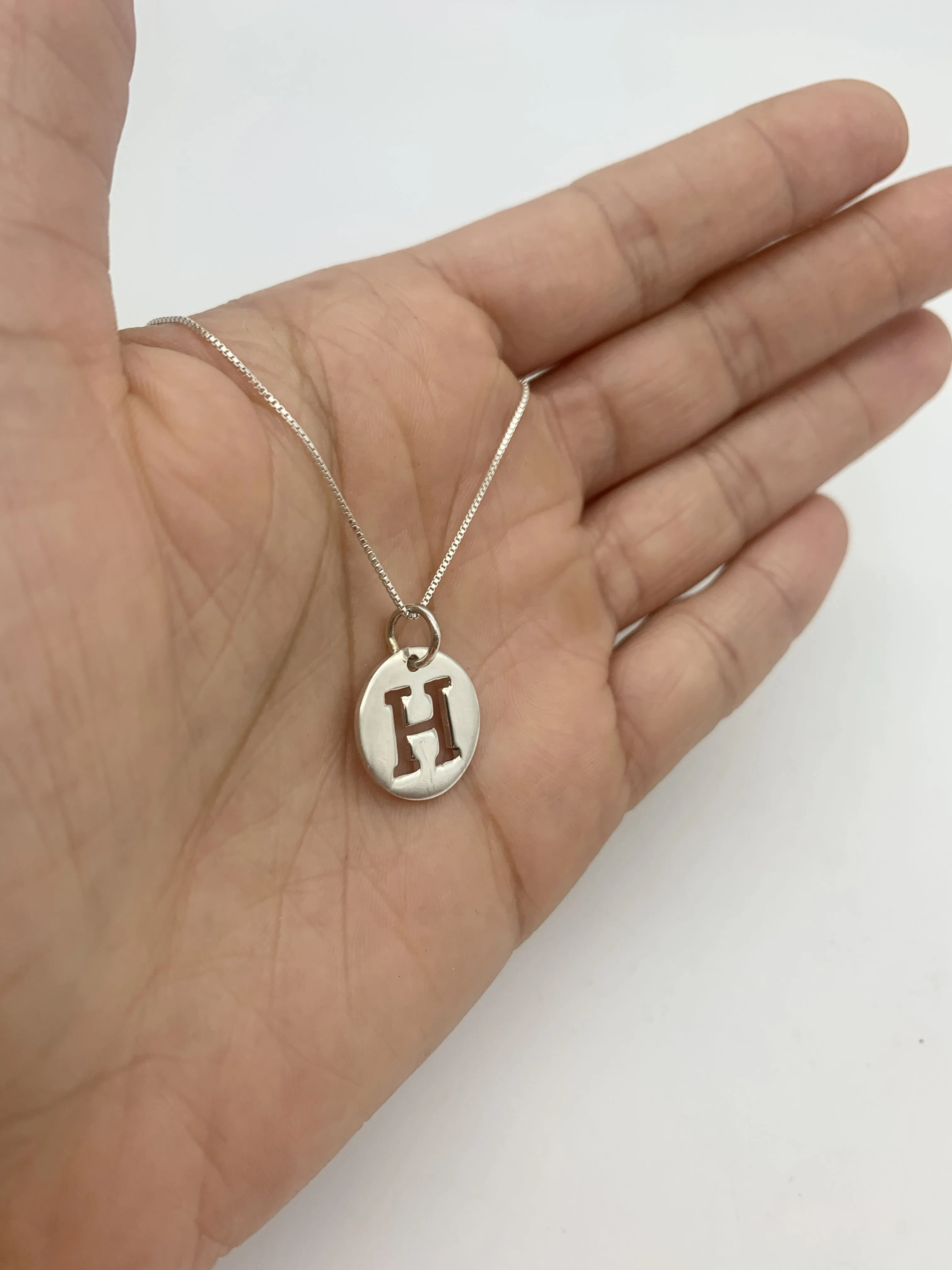 Letter H Pendant - Disc Letter Necklace - Alphabet Letter Necklace