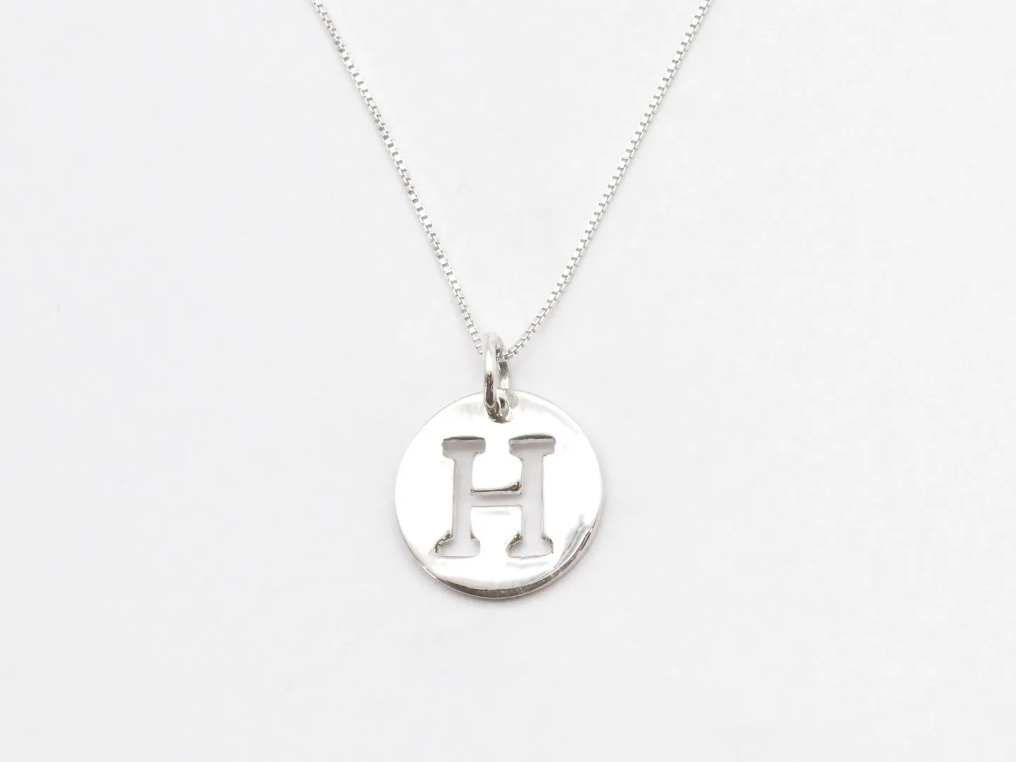 Letter H Pendant - Disc Letter Necklace - Alphabet Letter Necklace