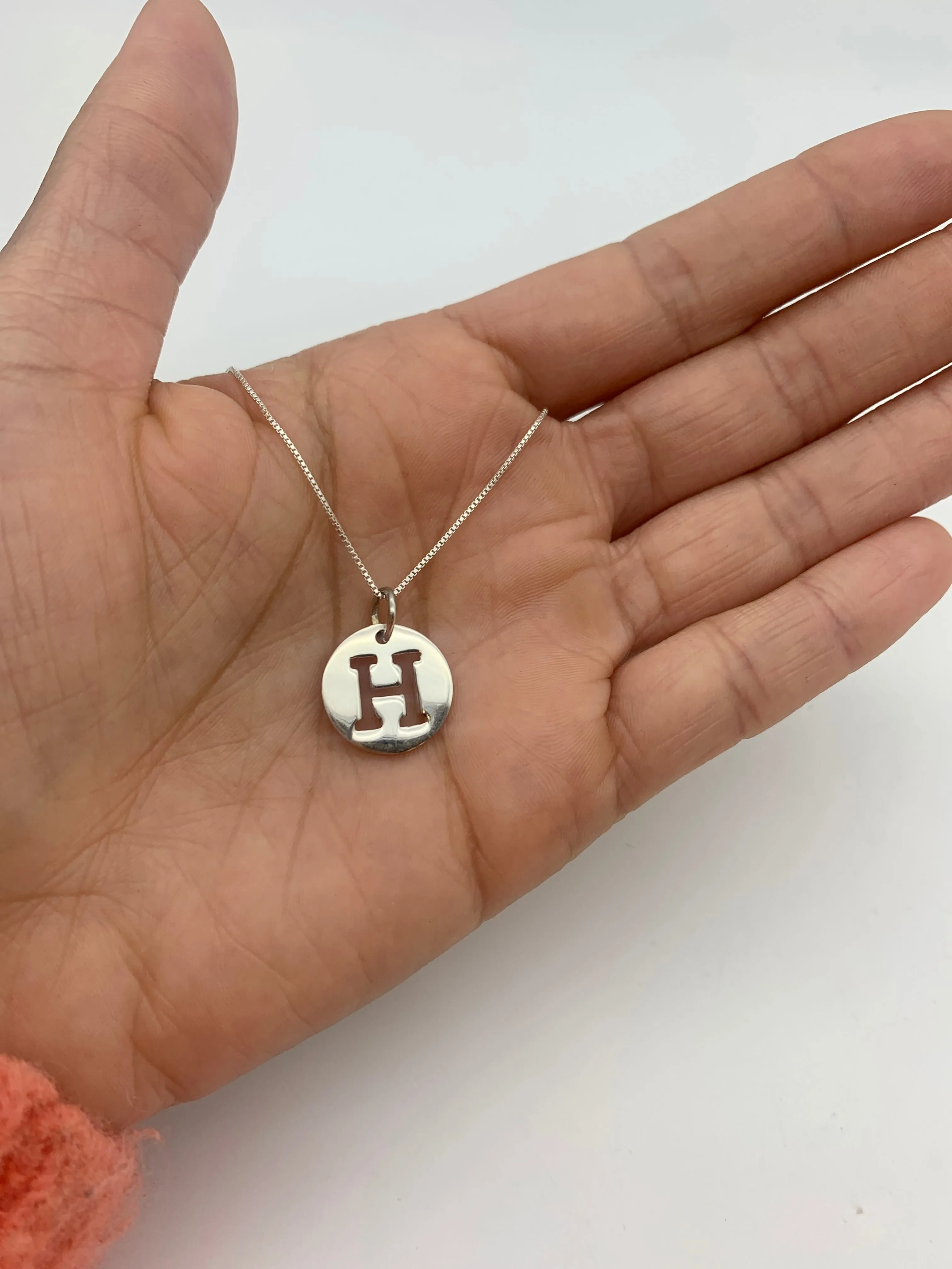 Letter H Pendant - Disc Letter Necklace - Alphabet Letter Necklace