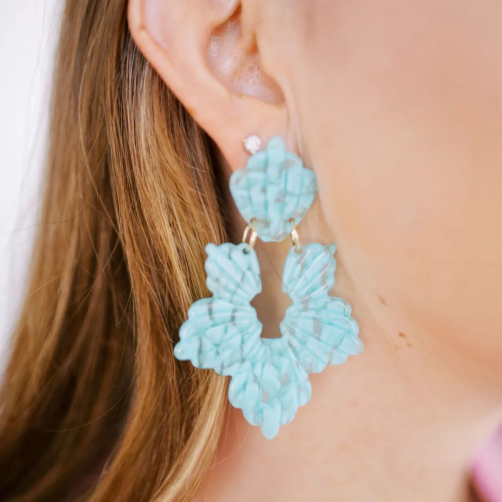 Linny Co | Michelle Floral Drop Earrings in Aquamarine