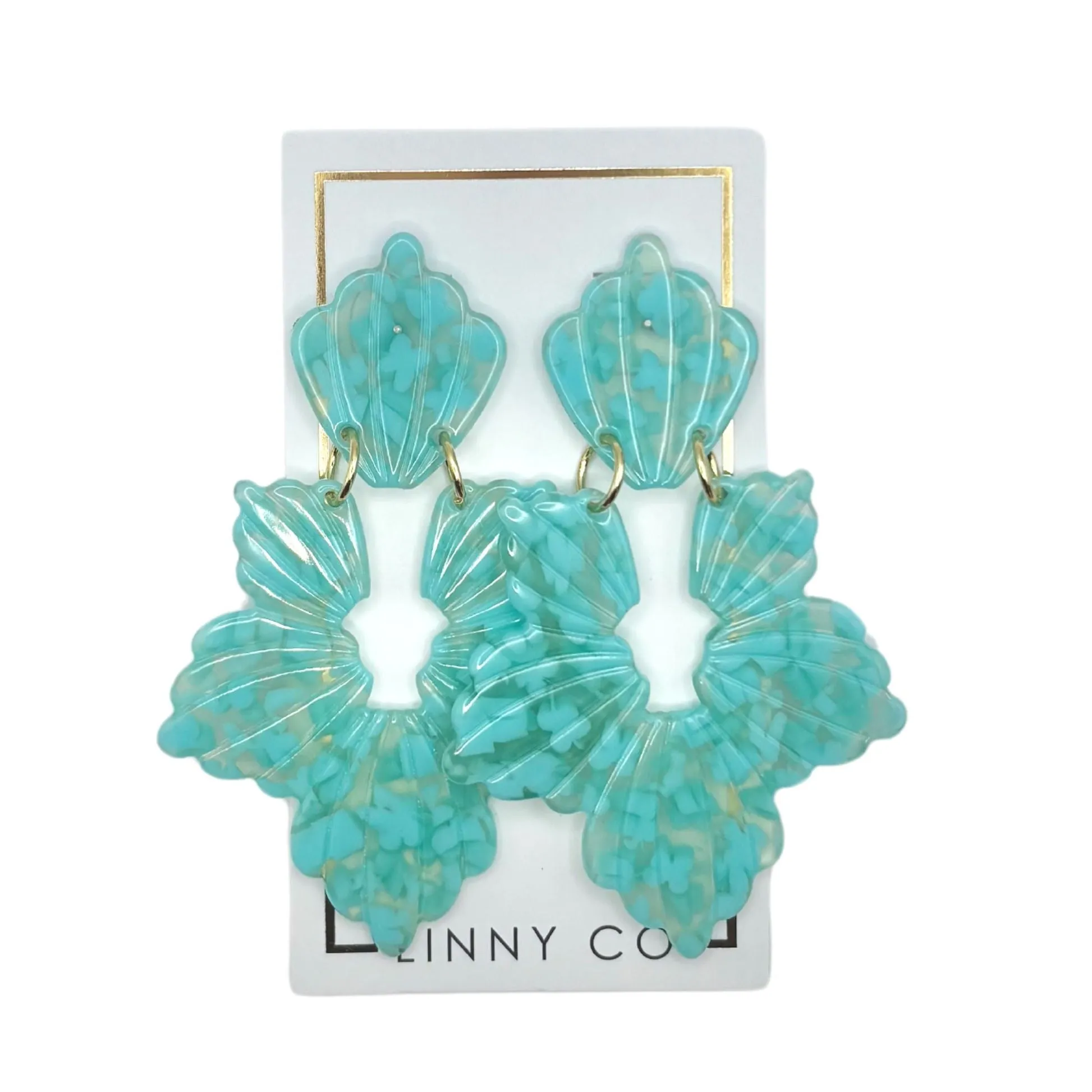 Linny Co | Michelle Floral Drop Earrings in Aquamarine