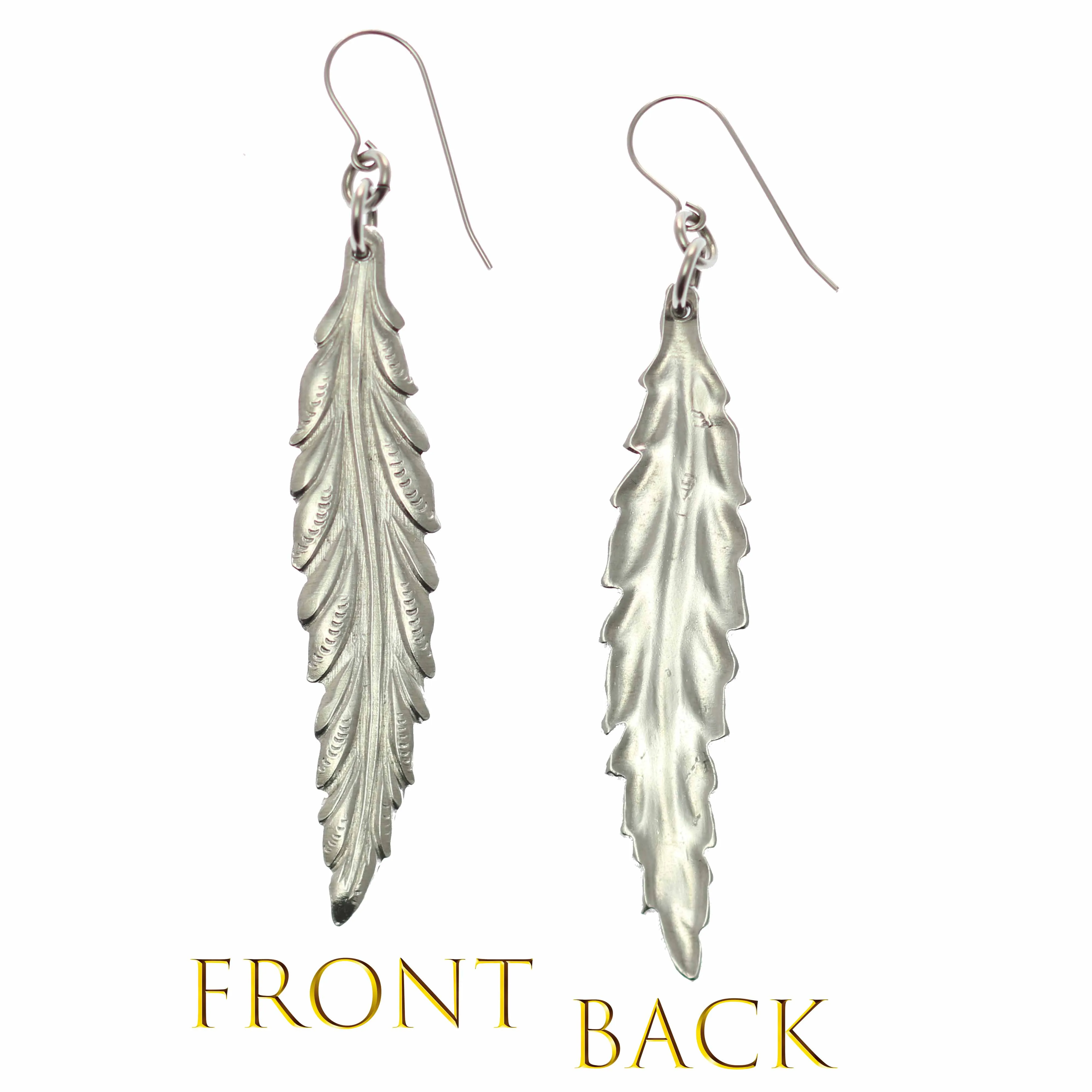 Long Feather Aluminum Drop Earrings