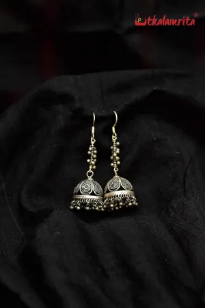 Long Oxidised Silver Jhumkas (Danglers)