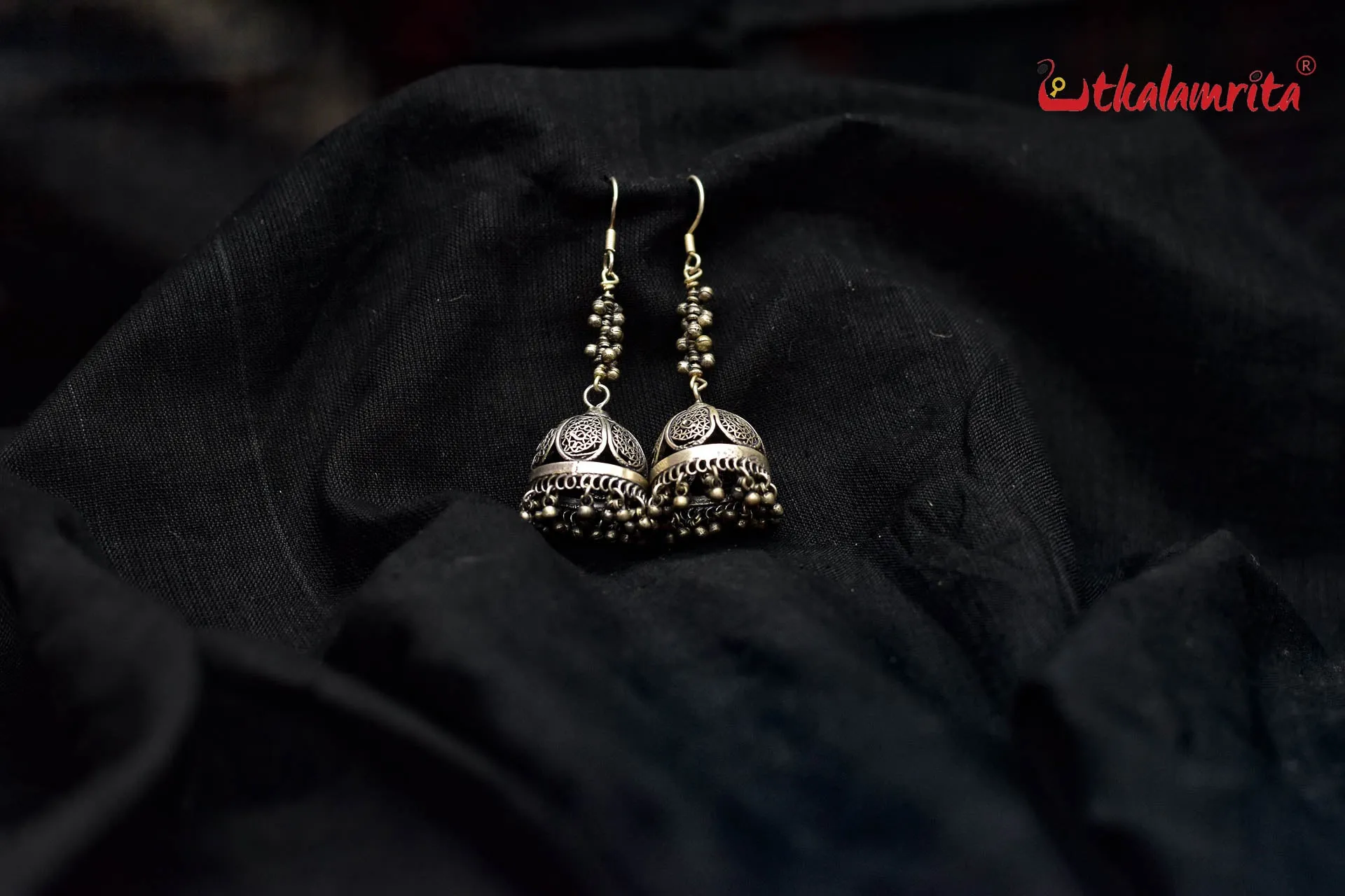 Long Oxidised Silver Jhumkas (Danglers)